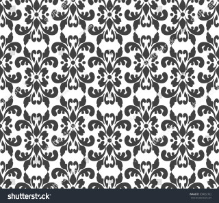 Black white damask pattern large 7 - a flemish baroque free wallpaper for tablet