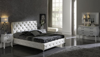 Modern european bedroom white bed - a white dresser free wallpaper