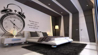 Bedroom large bed large clock - banksy free wallpaper