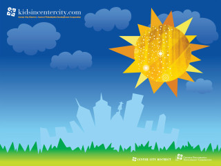 Sunshine city skyline clouds stars - frances jetter free wallpaper
