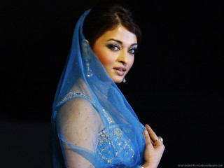 Woman blue veil dress posing - free portrait wallpaper for desktop