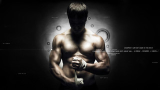 Man bandage arm black background - strong free wallpaper