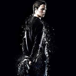 Man black jacket gun water - water free wallpaper for tablet