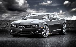 Chevrolet camaro black white cloudy 2 - photo of a car free wallpaper