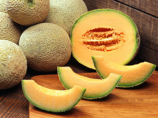 Melons cuttingboard wooden table rayonism - cutting free wallpaper