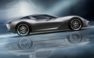 Silver sports car spotlight reflection 2 - a reflection of the car free wallpaper