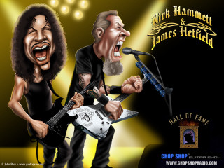 Caricature two men guitars singing - alex petruk ape free wallpaper