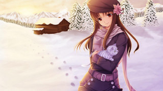 Girl purple outfit snow hat 2 - a purple outfit free wallpaper for desktop