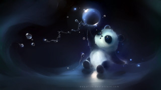 Panda bear bubbles floating air 3 - the air above free wallpaper