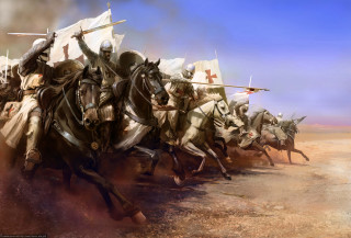 Antipodeans medieval horsemen flags swords - horse free wallpaper