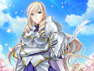 Woman silver armor feather sky - a feather free wallpaper