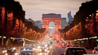 Busy street cars bridge dusk - busy free wallpaper for desktop