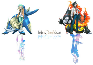 Anime characters sitting white background - a caption below free wallpaper for desktop