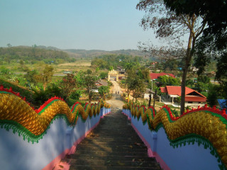 Stairway decorations town view distance - a stairway free wallpaper