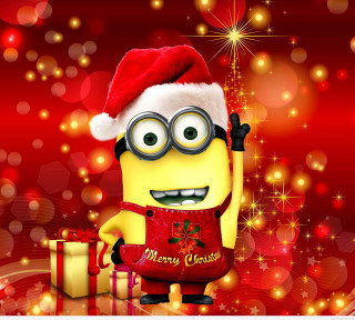 Minion santa hat christmas present - free christmas wallpaper for tablet