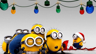Minions christmas lights santa hat - christmas free wallpaper for desktop