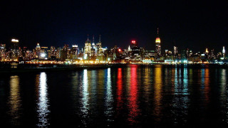 City skyline night lights reflection 8 - christopher moeller free wallpaper
