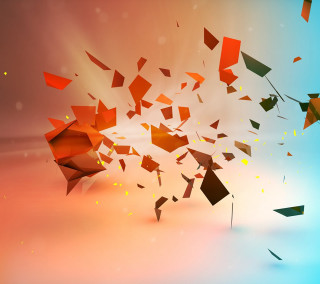 Colorful objects flying blue sky - deconstructivism free wallpaper for tablet