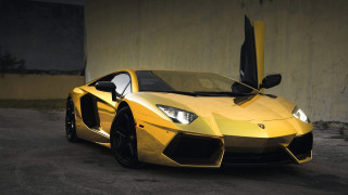 Yellow sports car parking lot 33 - a door handle free wallpaper