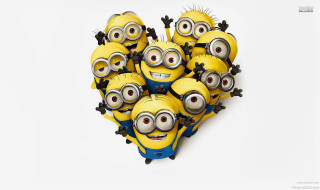 Minion heart arrangement white background 2 - a white background behind them free wallpaper
