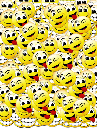 Yellow smiley faces group expressions - net art free wallpaper for mobile