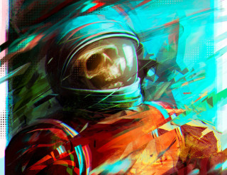 Man space suit skull helmet - his head free wallpaper