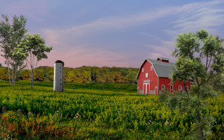 Red barn silo green field - arlington nelson lindenmuth free wallpaper