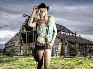Woman cowboy hat green shirt - a woman in a cowboy hat free wallpaper