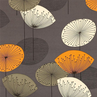 Umbrellas pattern gray background orange - art deco free wallpaper for tablet