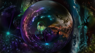 Colorful sphere person sky stars - fractal free wallpaper