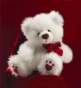 White teddy bear red bow - free valentines wallpaper for tablet
