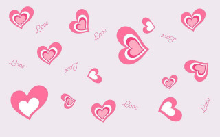 Pink background hearts love multilingual - single free wallpaper