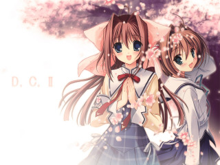 Anime girls tree pink flowers 6 - pink flower free wallpaper
