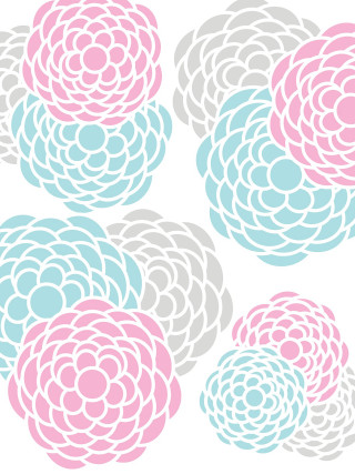 Pastel flower four petals vector - blue center free wallpaper for mobile