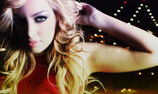 Blonde woman city skyline matte - the background and a city skyline free wallpaper