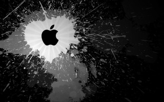 Apple logo black white paint - an apple logo free wallpaper for desktop
