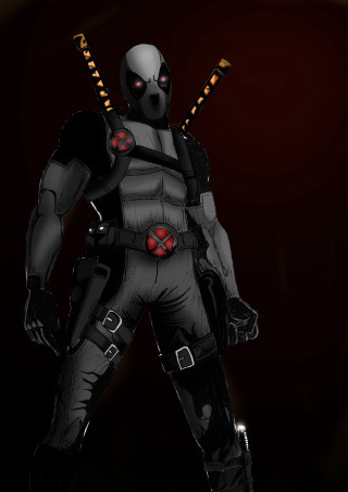 Man black red costume swords - digital art free wallpaper for mobile