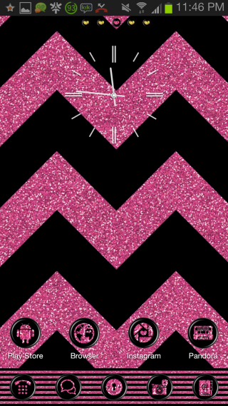 Pink clock chevrons black white - carey morris free wallpaper for mobile