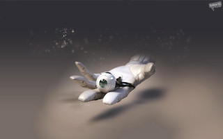White toy airplane green eye - ultra realistic digital art free wallpaper