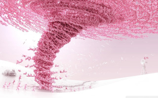 Pink sculpture tornado sprinkles white - a windmill in the background free wallpaper