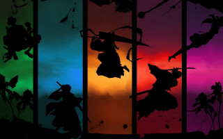 Colorful background silhouette person kite - ufotable free wallpaper