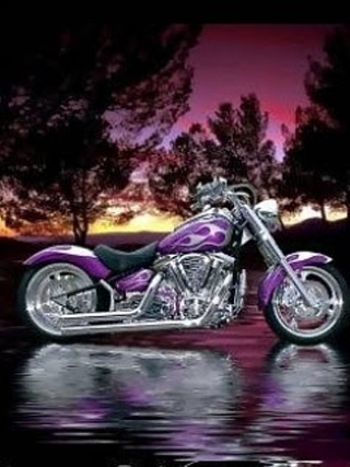 Purple motorcycle night parking lot - free motorcycles wallpaper for mobile