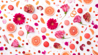 Fruit flowers table white surface - free textures wallpaper for desktop