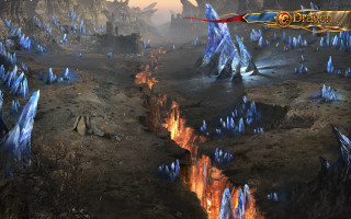 Fantasy landscape fire ice dragon - epic fantasy free wallpaper