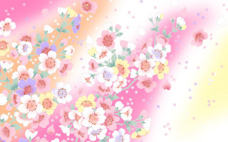 Colorful background flowers stars rainbow - chiho aoshima free wallpaper