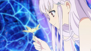 Girl long hair holding star - a blue background behind her free wallpaper