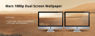 Two screens desert space art - widescreen free wallpaper