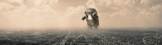 Elephant city sky clouds above - giantess art free wallpaper