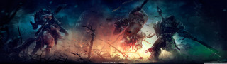 Forest people swords fire sky - darek zabrocki free wallpaper for desktop