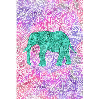Elephant pink purple paisley blue - psychedelic free wallpaper for tablet